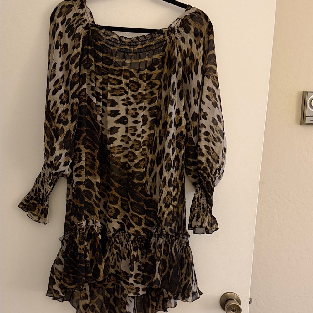 Roberto Cavalli at H&M Leopard Print dress with Ruffle Hem
